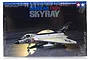 Tamiya 1/72 scale Douglas F4D-1 Skyray plastic model kit box, showing a finished model of the US Navy jet on a dark, reflective surface.