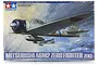 Tamiya 1/48 scale Mitsubishi A6M2 Zero Zeke fighter model kit box art showing a painting of the aircraft in flight against a cloudy sky.