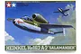 Tamiya 1/48 scale Heinkel He162 A-2 Salamander model kit box art showing the aircraft in flight.