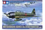 Tamiya 1/48 scale Mitsubishi A6M3/3a Zero Fighter model kit box art featuring an illustration of the aircraft in flight over clouds.