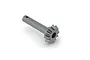 A grey metal 10-tooth bevel gear with an integrated shaft for ARRMA RC vehicles.