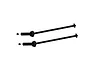Two black ARRMA universal CVD drive shafts with small end caps, shown against a plain white background.