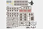 Heng Long 1/16 scale M26 tank plastic accessory parts sprues, decals, figure, and tow cable on a white background.