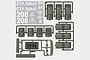 Heng Long 1/16 Soviet Union T-34/85 tank accessory pack including plastic sprues with cylindrical fuel tanks and a decal sheet.