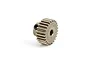 A metal 25T pinion gear for RC vehicles, featuring a set screw on the side, isolated on a white background.