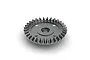 A grey metal 32-tooth differential bevel gear for an ARRMA RC vehicle, shown from a top-down angled perspective on a white background.