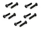 Ten black metal binder head screws with Phillips drive heads arranged in five pairs on a white background.