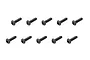 Ten black button head screws with hex drive sockets arranged in two rows against a white background.