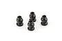 Four black metal ball studs for RC suspension linkages arranged on a white background.