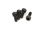 Four black metal cap head screws with hex sockets, arranged on a white background.