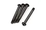 Four black ARRMA button head screws with fine threads arranged on a white background.