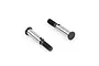 Two ARRMA front axle shafts for RC vehicles, featuring a silver cylindrical body and black threaded ends.
