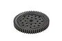 ARRMA 57T spur gear for RC cars, featuring a black plastic design with a central hub and multiple weight-reduction holes.