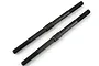 Two black metal ARRMA turnbuckles with threaded ends and a central hexagonal adjustment section, isolated on a white background.