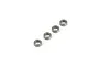 Four ARRMA metal shielded ball bearings arranged in a diagonal line on a white background.