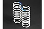 Two white ARRMA RC shock springs with blue identification markings on a black background.