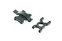 Two black plastic ARRMA centre differential mount components on a white background.