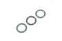 Three grey circular differential gaskets with four mounting holes each, arranged diagonally on a white background.