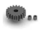 ARRMA 19T 1Mod steel pinion gear with two grub screws on a white background.