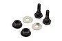 ARRMA steering hardware set including two shoulder bolts, two washers, and two bushings on a white background.