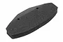 A grey foam front bumper for an HPI E10 RC car, featuring a curved shape and two mounting holes.