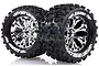 Louise 2.8" MT-Uphill Tyres on Chrome Spoke Rims - Glued Truck Wheels w/ Foam 2Pcs L-T3204CH