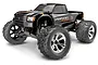 HPI Jumpshot MT Fuzion 1/10 scale RC monster truck in black with chrome wheels on a white background.