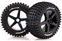 Louise 3.8" T-Rock Tyres on Black Spoke Rims - Glued Truggy Wheels w/ Foam 2Pcs L-T3251B