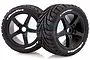 Louise 3.8" T-Rocket Tyres on Black Spoke Rims - Glued Truggy Wheels w/ Foam 2Pcs L-T3250B