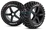 Louise 3.8" T-Apollo Tyres on Black Spoke Rims - Glued Truggy Wheels w/ Foam 2Pcs L-T3252B