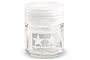 A clear glass Tamiya paint mixing jar with a white plastic screw-top lid, featuring the Tamiya logo printed on the front.