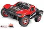 Traxxas Slash Sheldon Creed edition short course RC truck in red and black livery with TSM and OBA logos.