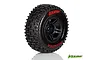 A single Louise Pioneer RC short course tyre mounted on a black plastic rim against a white background.