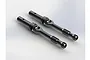 Two black metal ARRMA universal CVD drive shafts for RC vehicles shown against a plain white background.