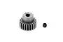 A metallic 22-tooth pinion gear with a separate grub screw on a white background.