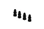 Four black ARRMA 6mm shock pivot balls arranged in a row against a white background.