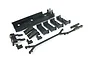 ARRMA battery tray set including a main tray, various plastic brackets, and a long support brace on a white background.
