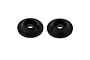 Two black CNC machined aluminium wing washers for ARRMA RC vehicles, shown side-by-side on a white background.