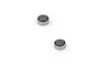 Two small metal shielded ball bearings for RC vehicles, shown from a top-down angle on a plain white background.