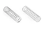 Two silver metal coil shock springs for an RC car, shown side-by-side on a white background.