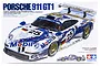Tamiya 1/24 scale Porsche 911 GT1 model kit box art showing a white race car with blue and red Mobil 1 livery.