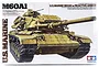 Tamiya 1/35 scale U.S. Marine M60A1 tank model kit box art featuring a detailed illustration of the tank with reactive armor.