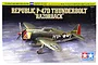 Tamiya 1/72 scale Republic P-47D Thunderbolt Razorback model kit box art showing a finished olive drab aircraft with nose art.