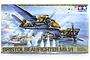 Tamiya 1/48 scale Bristol Beaufighter Mk.VI plastic model kit box art showing the aircraft attacking a ship at sea.