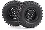 Two black 1.9-inch RC crawler wheels with aggressive off-road tread patterns, shown against a white background.