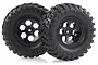 Two black 1.9 inch RC crawler wheels with aggressive tread patterns and six-spoke rims, shown against a white background.