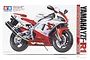 Tamiya 1/12 scale Yamaha YZF-R1 plastic model kit box art featuring a red and white motorcycle.