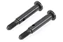 Two black metal RC front drive axle pins for HSP 2WD vehicles, shown against a white background.