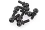 A cluster of eight black metal shock pivot balls for RC vehicles, shown against a plain white background.