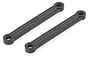 Two black plastic steering linkage rods for RC cars, each marked with 58.5, isolated on a white background.